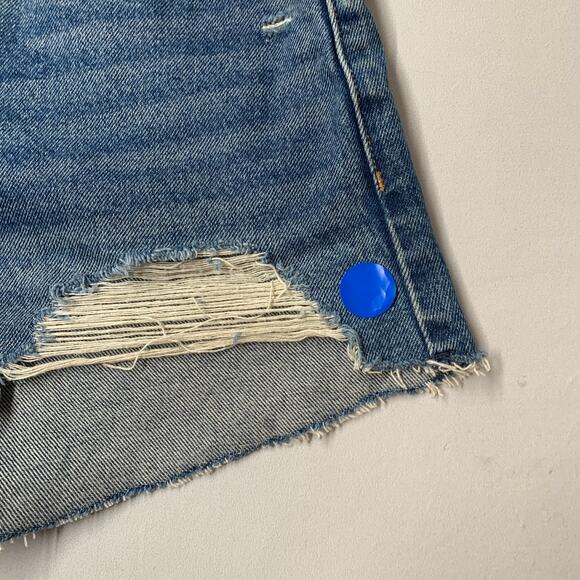 Abercrombie & Fitch Women Shorts 27 Blue Denim Mid Rise Boyfriend Distressed 3” - Picture 11 of 13